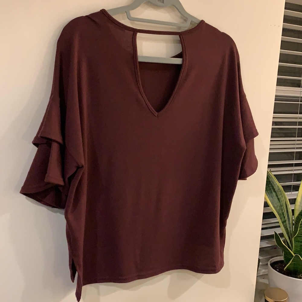 Knit Top with Ruffle Sleeves - Picture 2 of 3